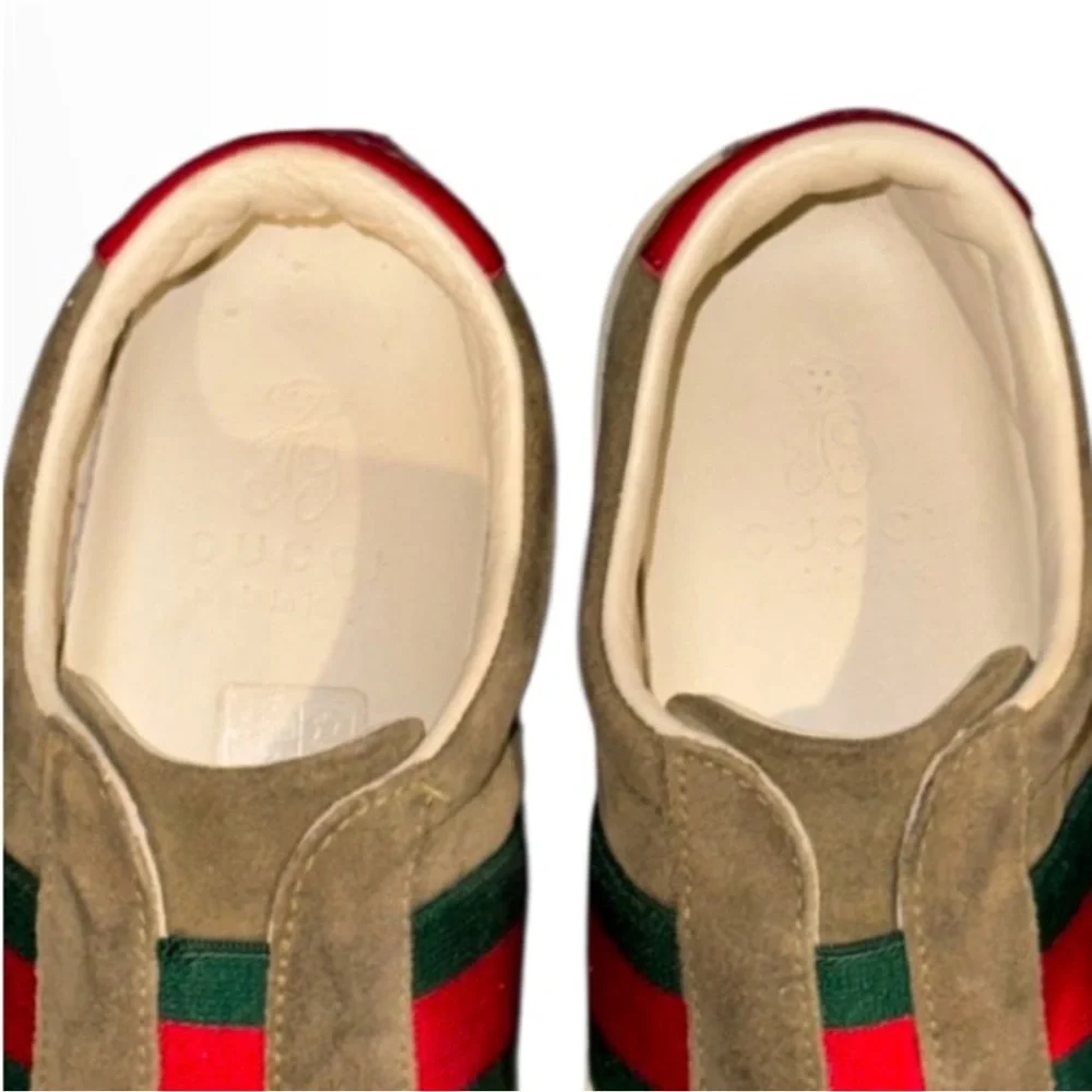 Authentic Gucci luxury designer signature Web suede leather slip on sneakers 13 - Picture 8 of 16